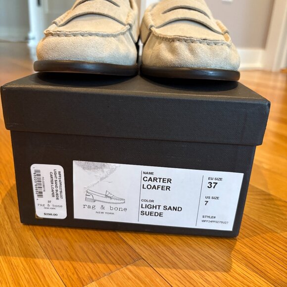 Women's Rag & Bone Carter Loafer Size 37/7 Light Sand Suede NWT fits like 7.5 - Picture 13 of 13